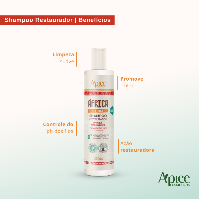 Kit África Baobá - Shampoo, Condicionador e Gelatina (3 ITENS)