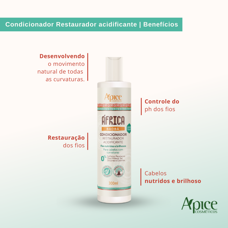 Kit África Baobá - Shampoo, Condicionador e Gelatina (3 ITENS)